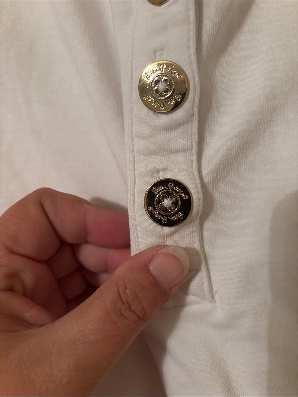 Lilly Pulitzer White Pullover Hoodie with Gold Button Accents - Picture 3 of 5